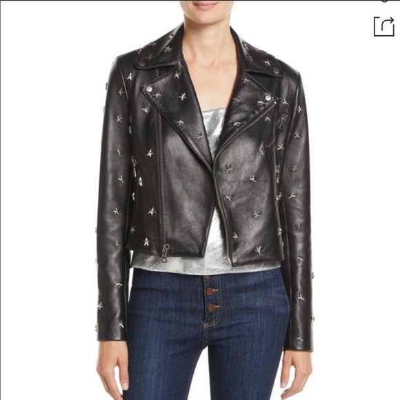 Alice Olivia Studded Leather Jacket Xs 